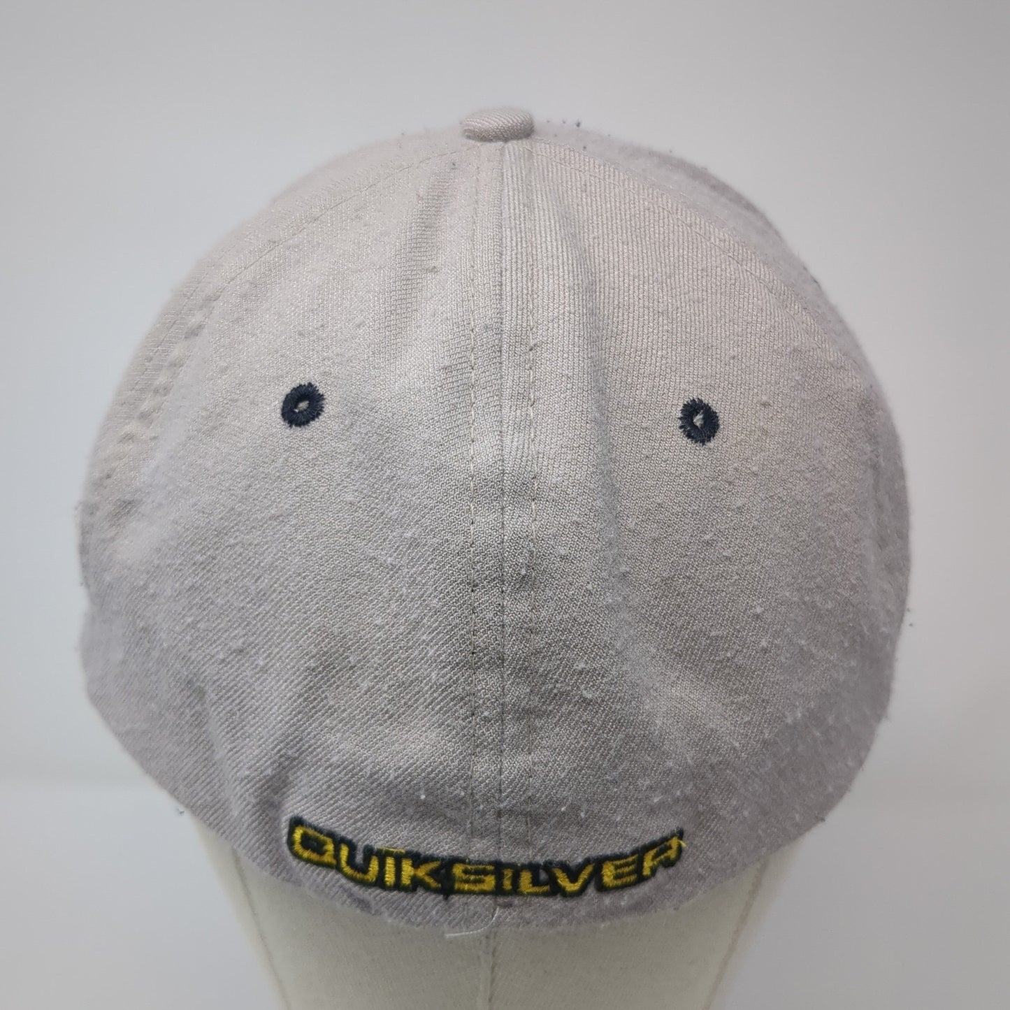Quiksilver Fitted Hat Gray One Size Embroidered Logo Stretch 6 Panel