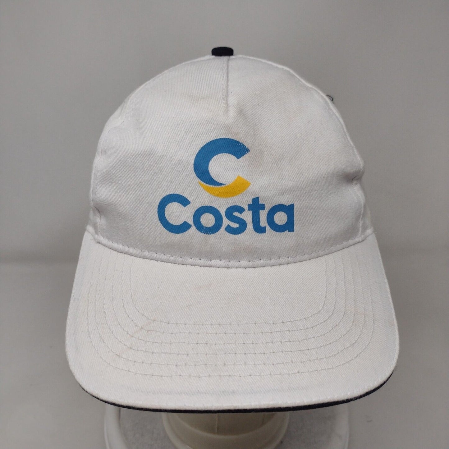 Costa Strapback Hat White One Size Adjustable Vented Holes 6 Panel Unique Europe