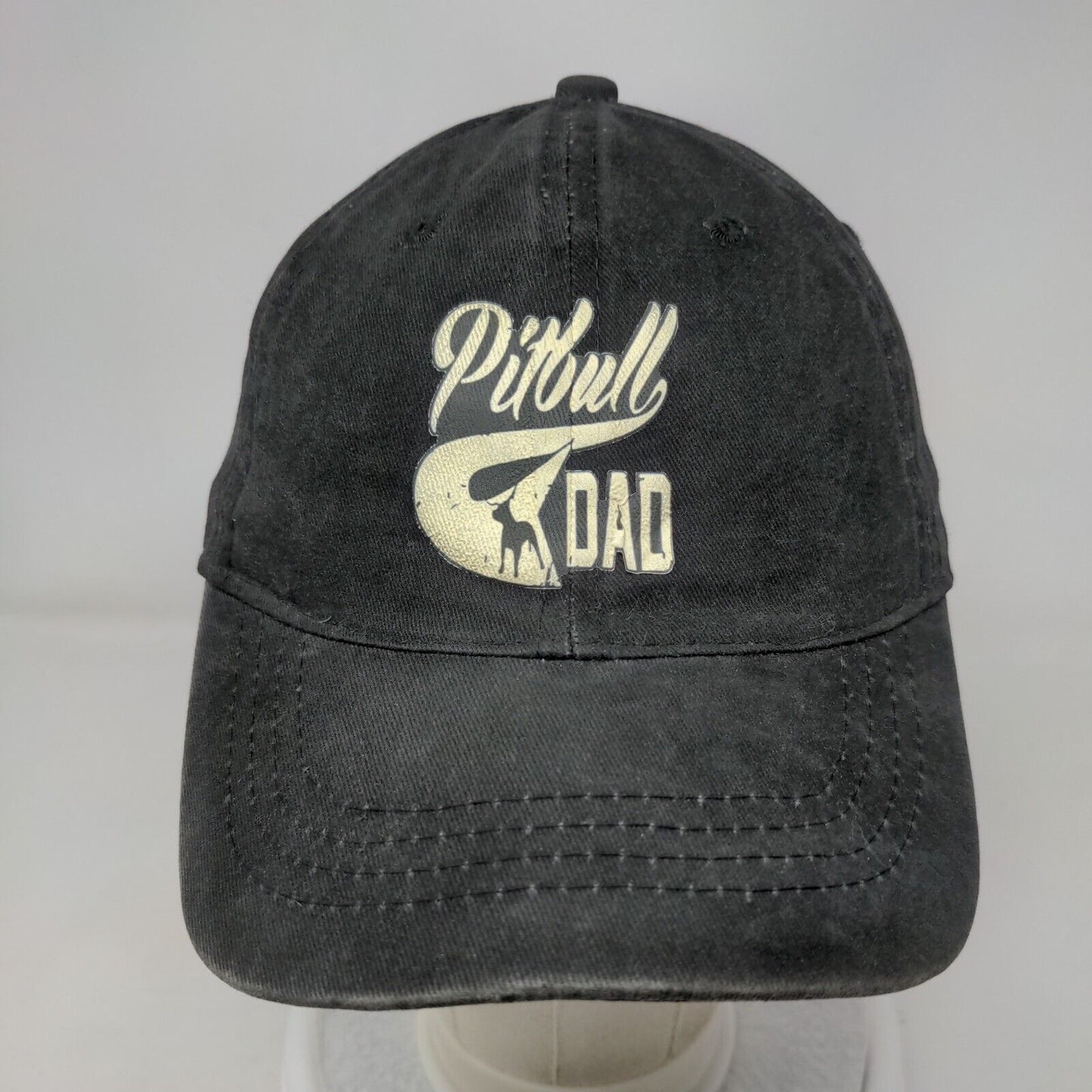Pitbull Dad Slideback Hat Black One Size Adjustable 6 Panel Vent Holes