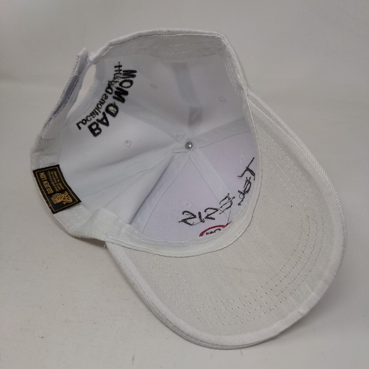 Telesis Mode On Strapback Hat White OSFA Adjustable Embroidered Golden Lion