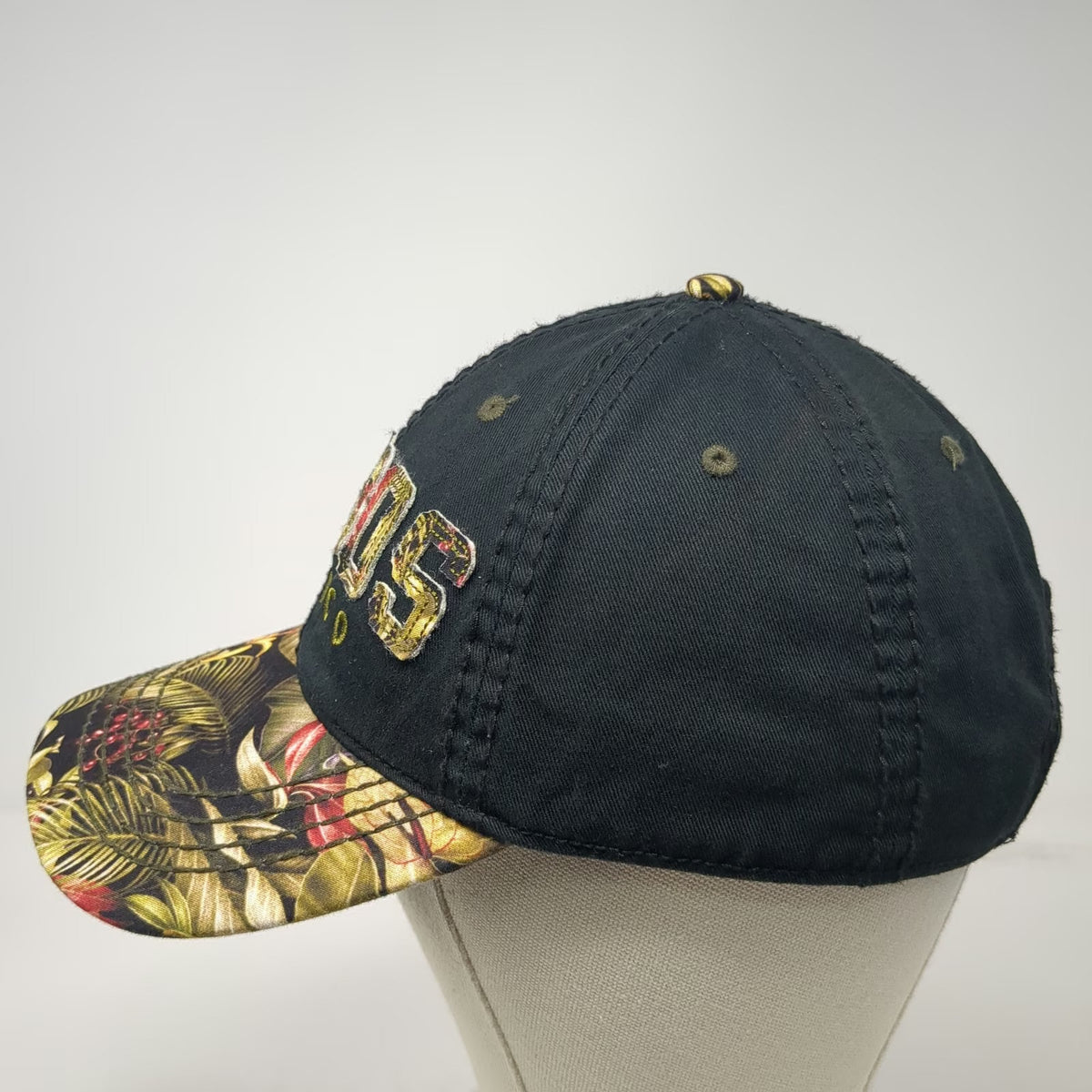 Banana Bay Cabos Mexico Black Baseball Cap Hat One Size Tropical Floral Print