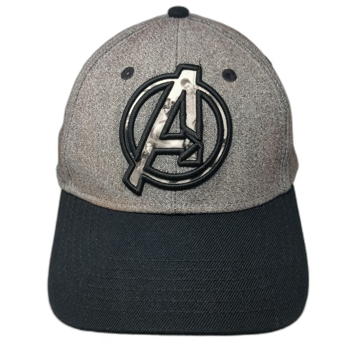 Marvel Baseball Cap Gray Black One Size Avengers Logo Heathered Crown Hat