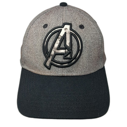 Marvel Baseball Cap Gray Black One Size Avengers Logo Heathered Crown Hat
