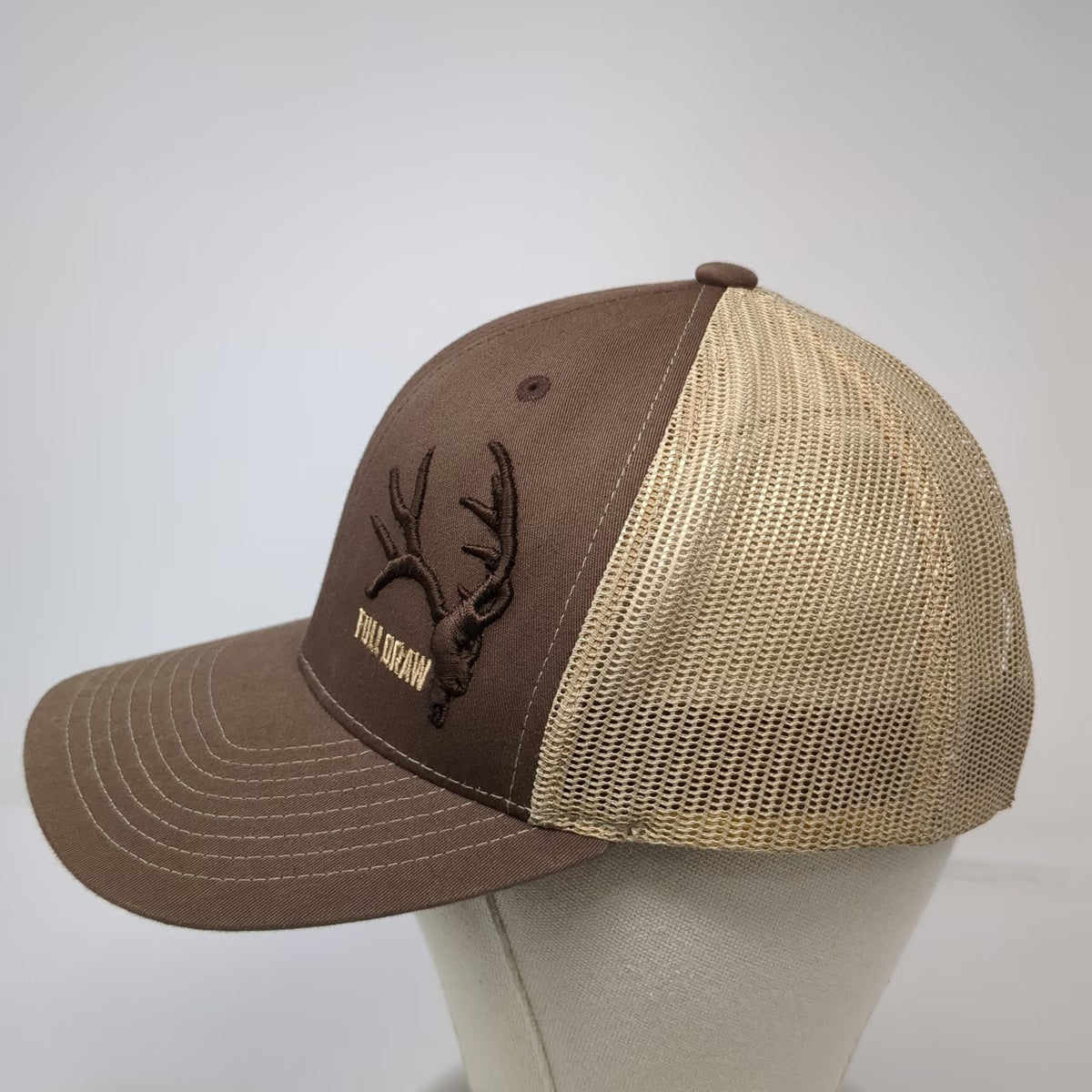Richardson Trucker Hat Brown One Size Full Draw Deer Antler Mesh Snapback Hat