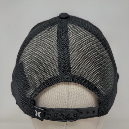 Hurley Snapback Mesh Back Trucker Hat Black One Size Embroidered