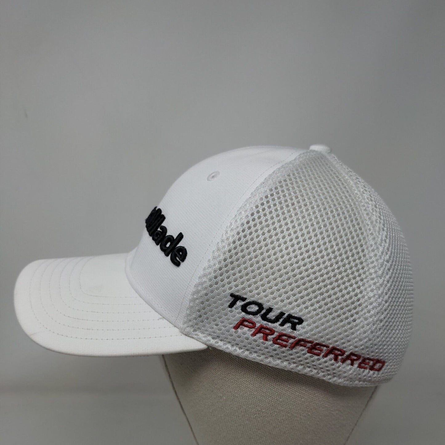 TaylorMade Tour Preferred Fitted Mesh Back Hat White S-M Embroidered