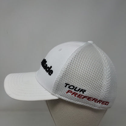 TaylorMade Tour Preferred Fitted Mesh Back Hat White S-M Embroidered