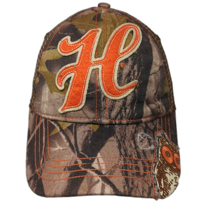 Hooters Trucker Hat Brown Orange One Size Camo Snapback Mesh Owl Letter H
