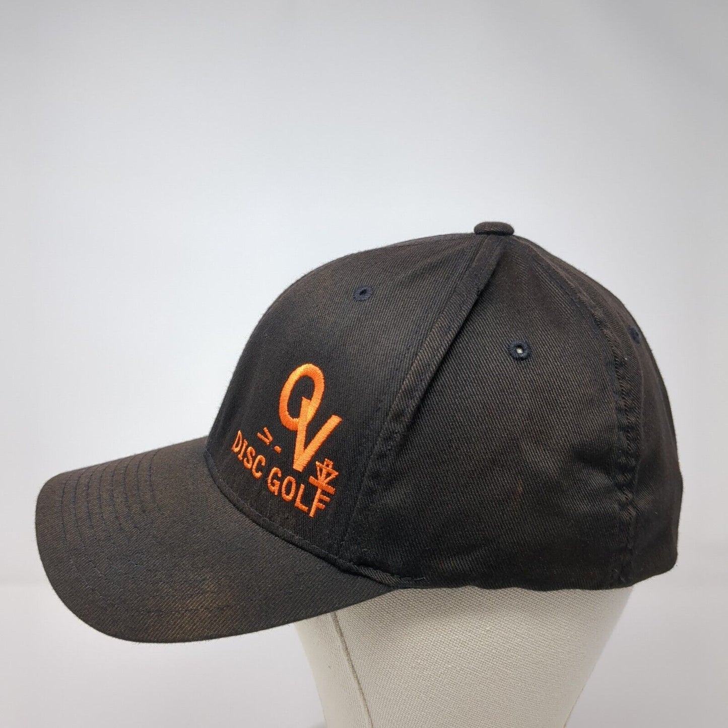 Disc Golf Fitted Hat Black L-XL Stretch Embroidered Flexfit Yupoong