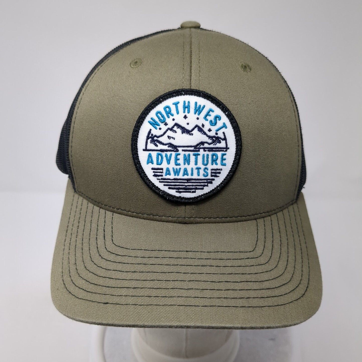 Northwest Adventure Awaits Patch Snapback Trucker Hat Brown One Size