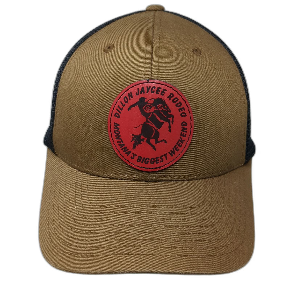 Yupoong Trucker Hat Brown One Size Dillon Jaycee Rodeo Montana Patch Mesh Horse
