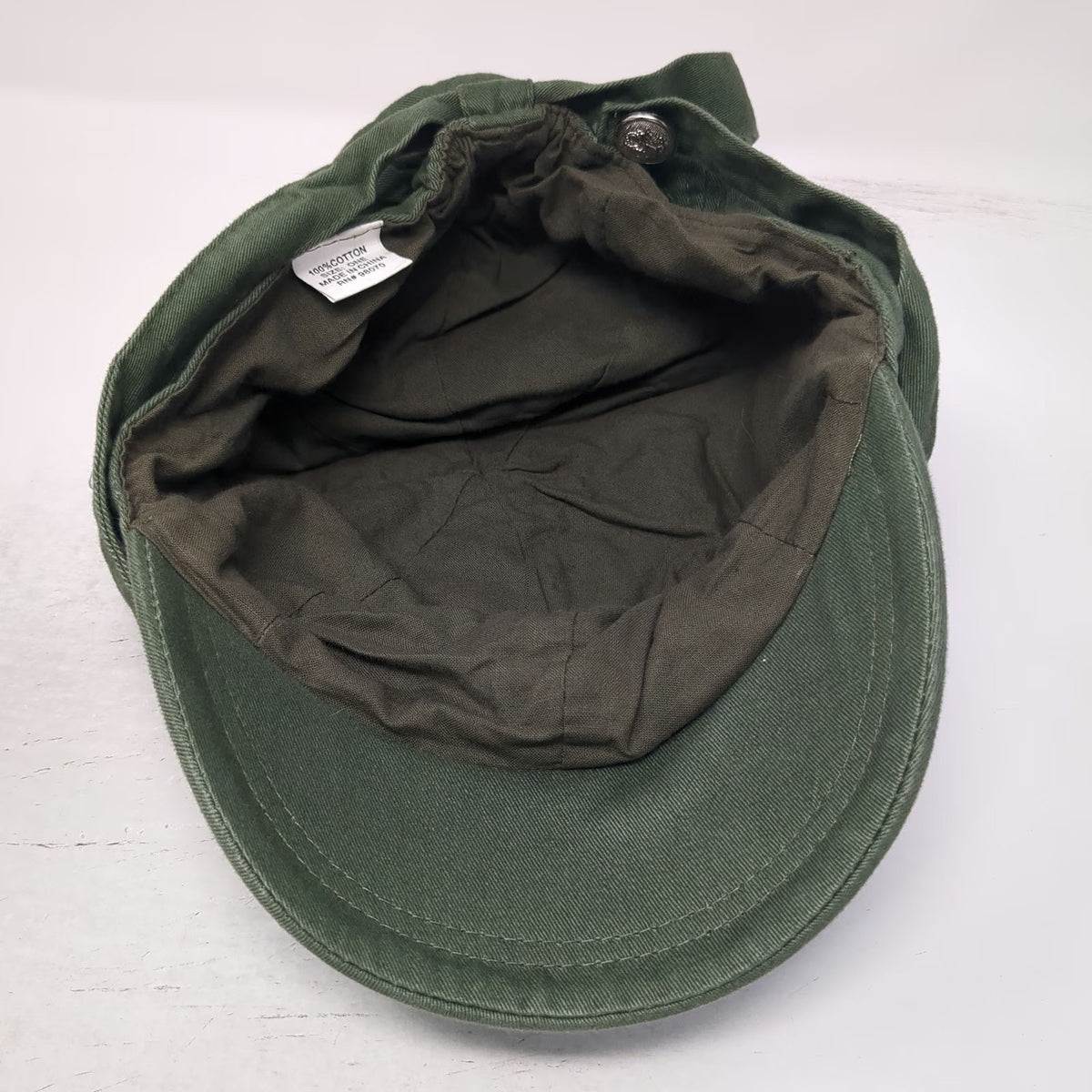 Army Cap Green One Size Quilted 100% Cotton Short Brim Stitched Casual Hat