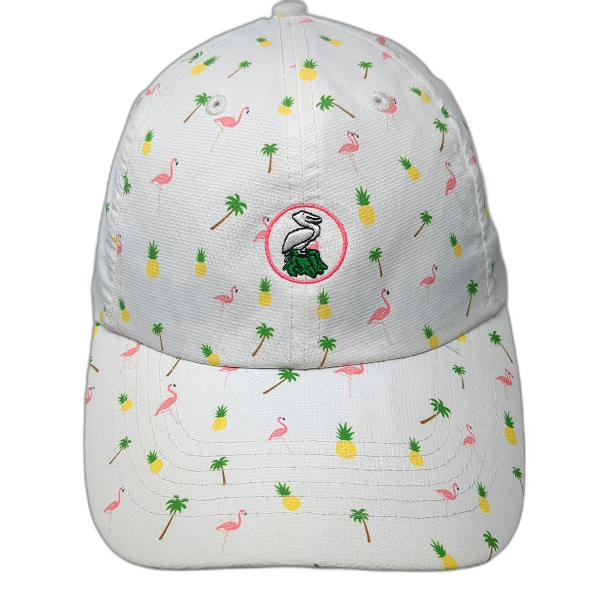 Imperial Baseball Cap White One Size Pelican Flamingo Pineapple Tropical Hat