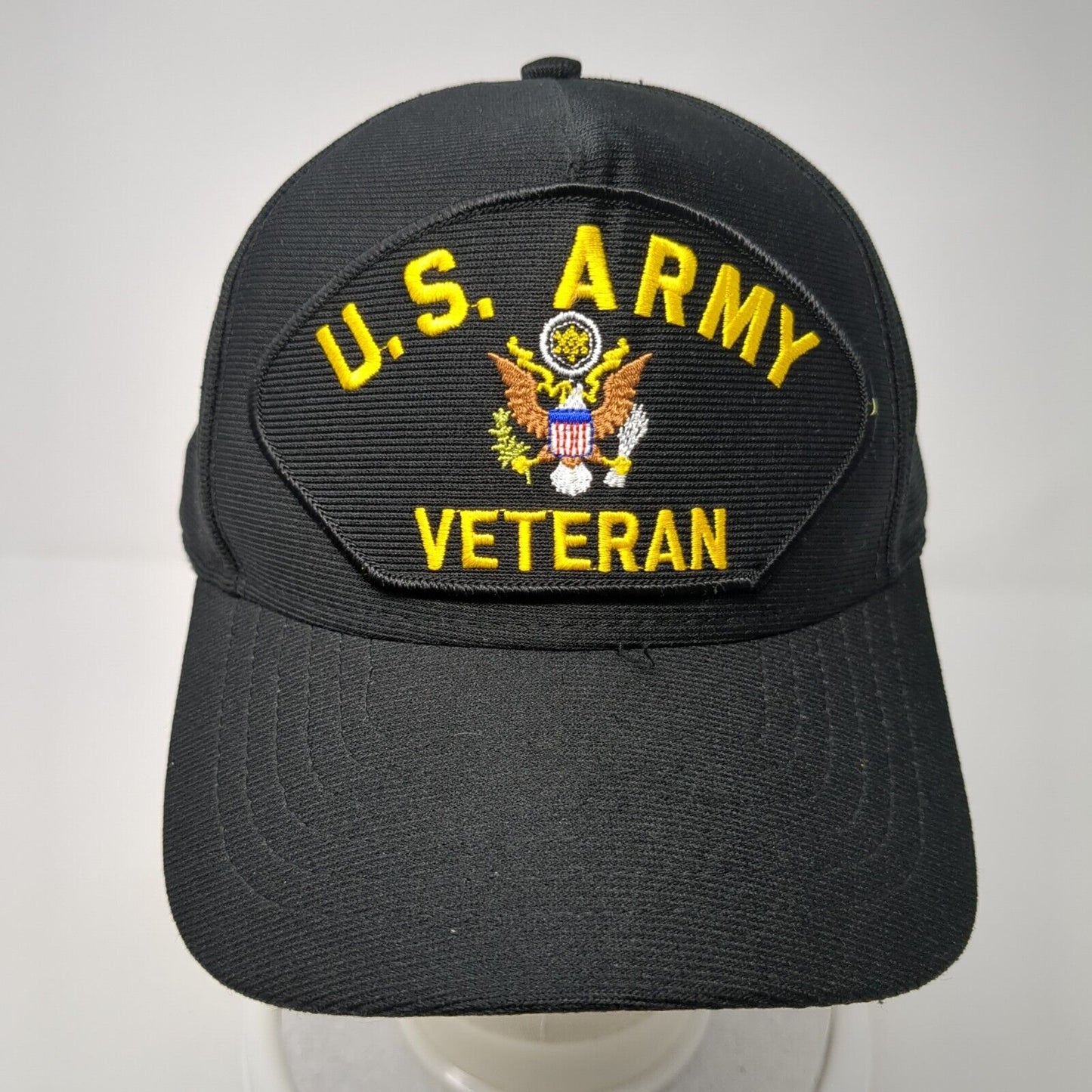 US Army Veteran Snapback Hat Black One Size Adjustable Embroidered Eagle Crest
