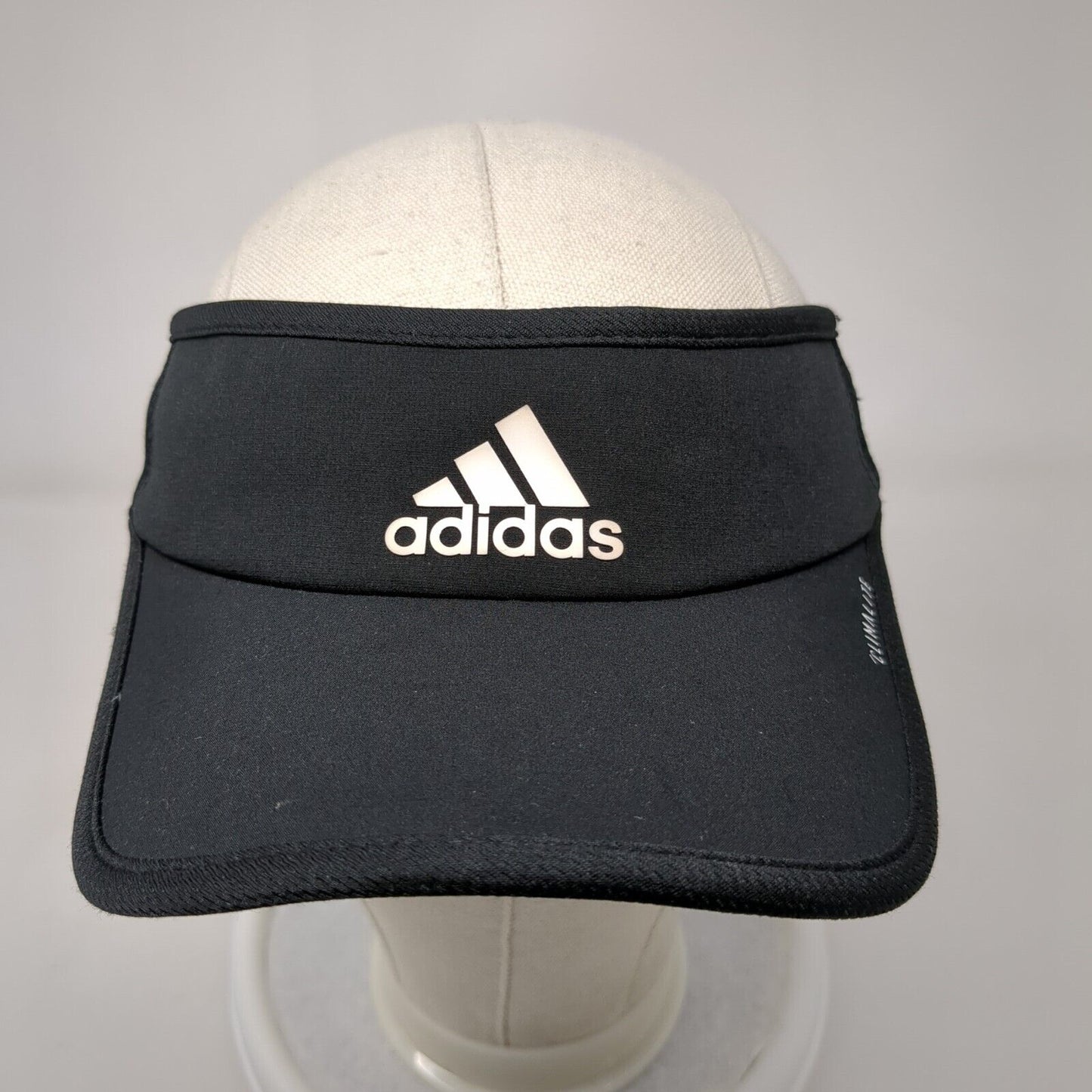 Adidas Climalite Strapback Sun Visor Hat Black OSFA Adjustable 3 Stripes