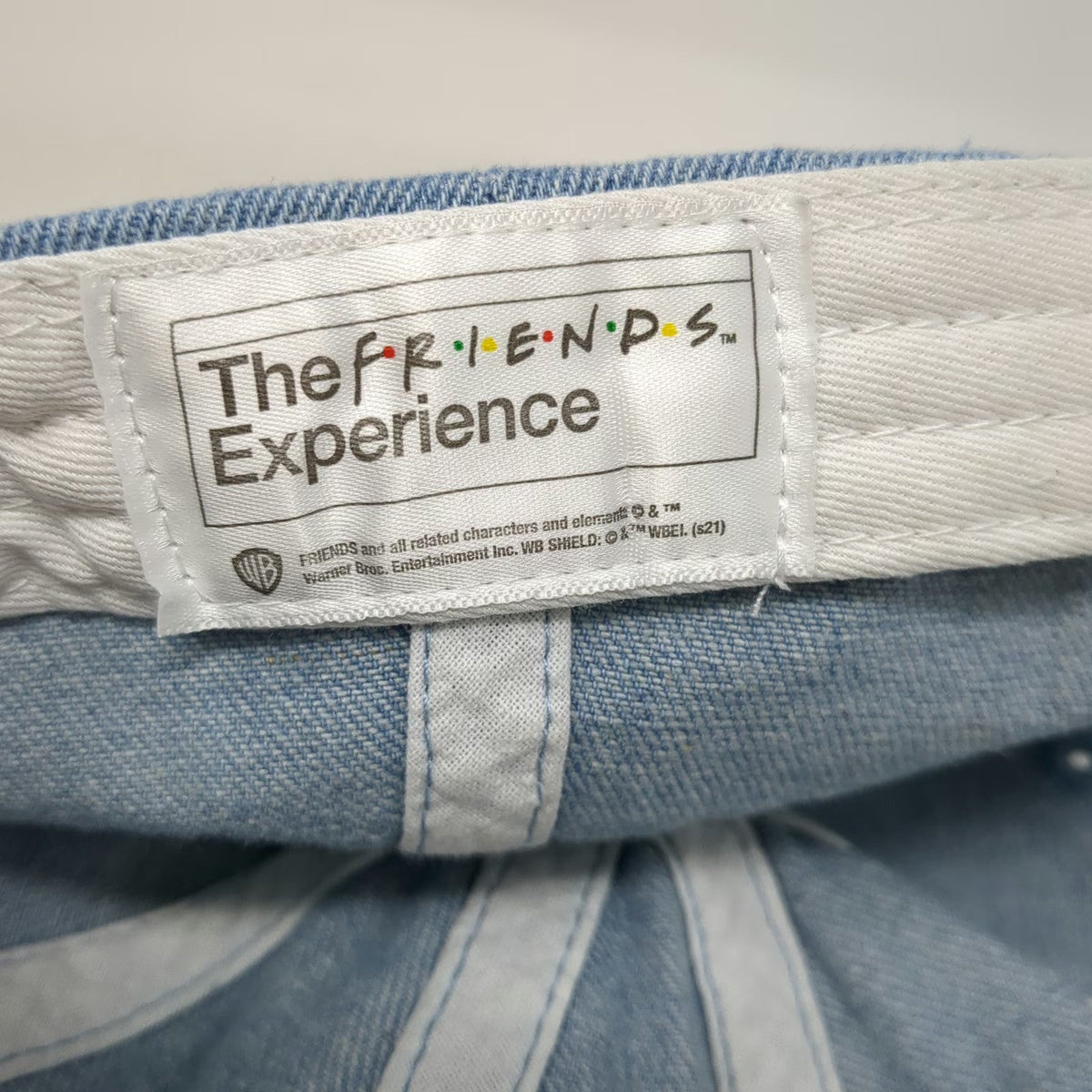 The Friends Experience Baseball Cap Blue Denim One Size Slideback Hat Logo