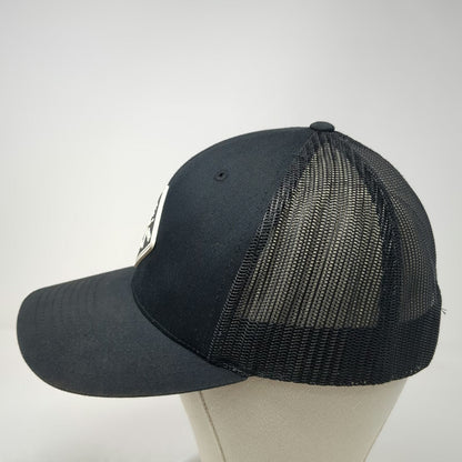 Hooked and Tagged Black One Size Trucker Hat Mesh Back Snapback Hunting Fishing