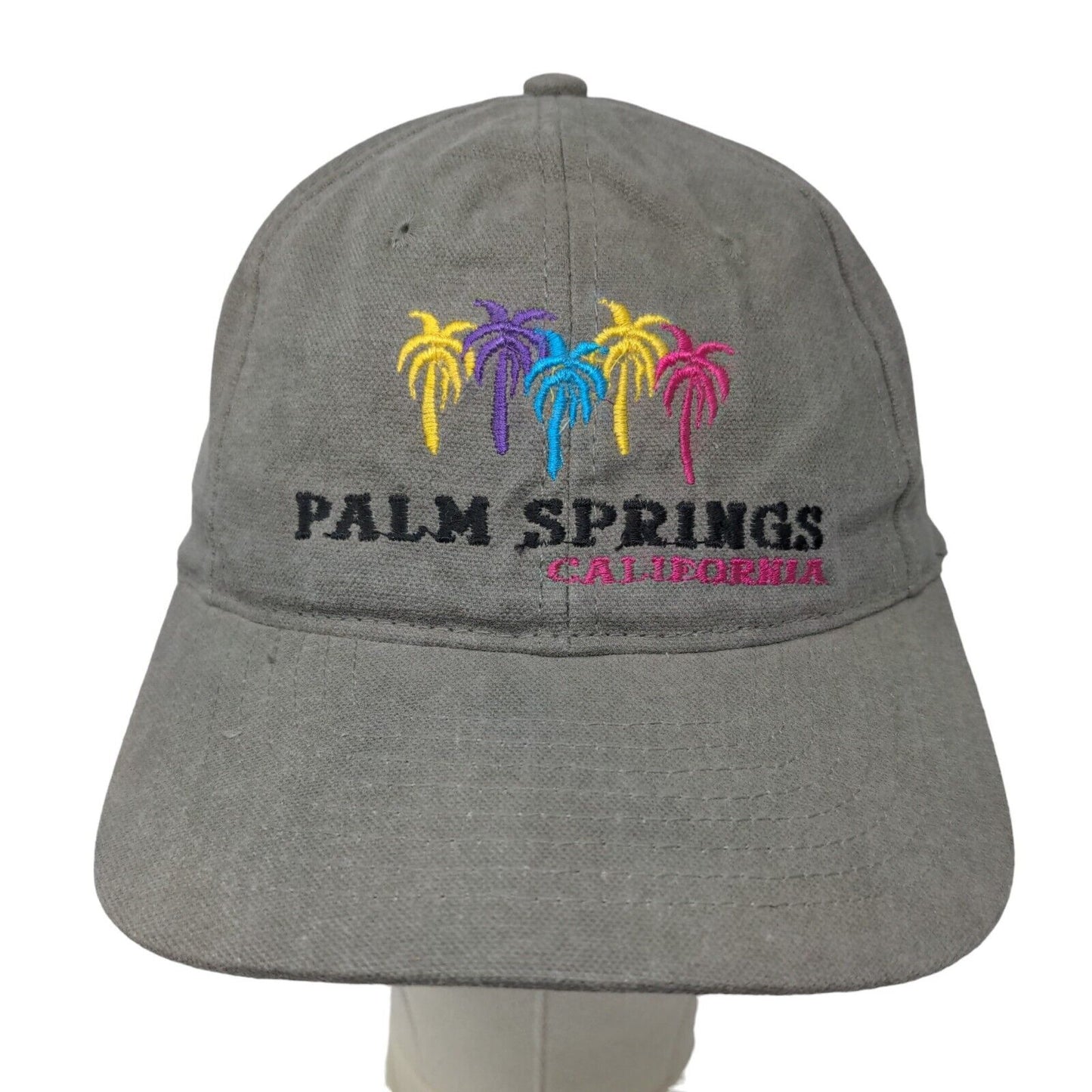 Headshot Men's Slideback Hat Gray Adjustable Embroidered Palm Springs Logo