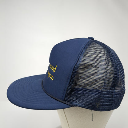 Maywood of Oregon Snapback Rope Trucker Hat Blue One Size Mesh Back