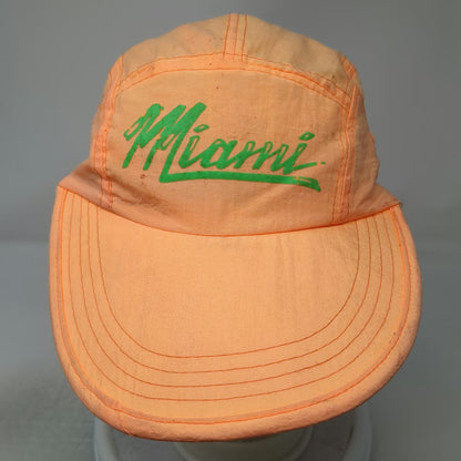 Triangle Sport Headwear 5 Panel Orange Green One Size Nylon Miami Script Hat