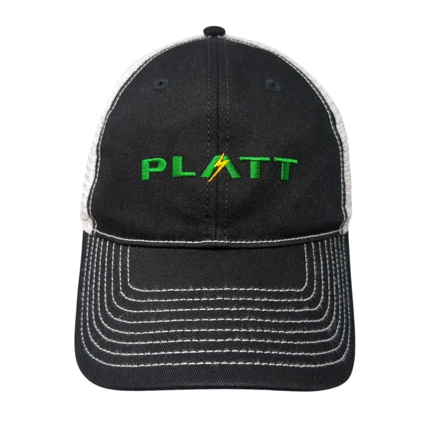 Platt Fitted Mesh Back Trucker Hat Black One Size Embroidered Colorblock