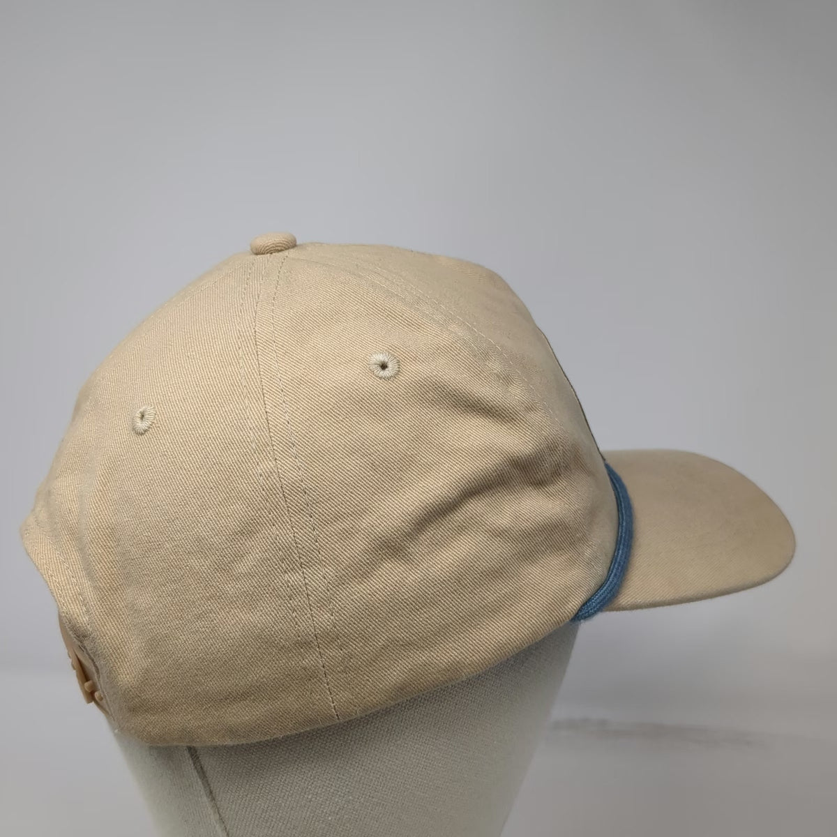 Bear Lake Adventure Division Hat 5 Panel Beige One Size Snapback Rope Blue Patch