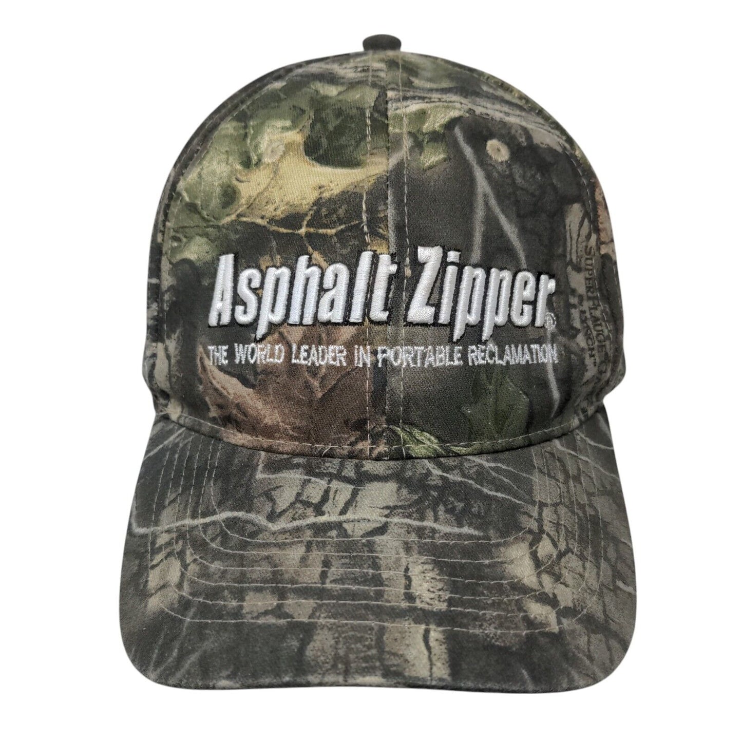 Asphalt Zipper Strapback Hat Camo One Size Embroidered 6 Panel