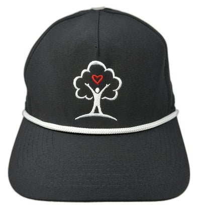 Pins & Aces 5 Panel Black One Size Hat Freedom Youth Rope Snapback Tree Heart