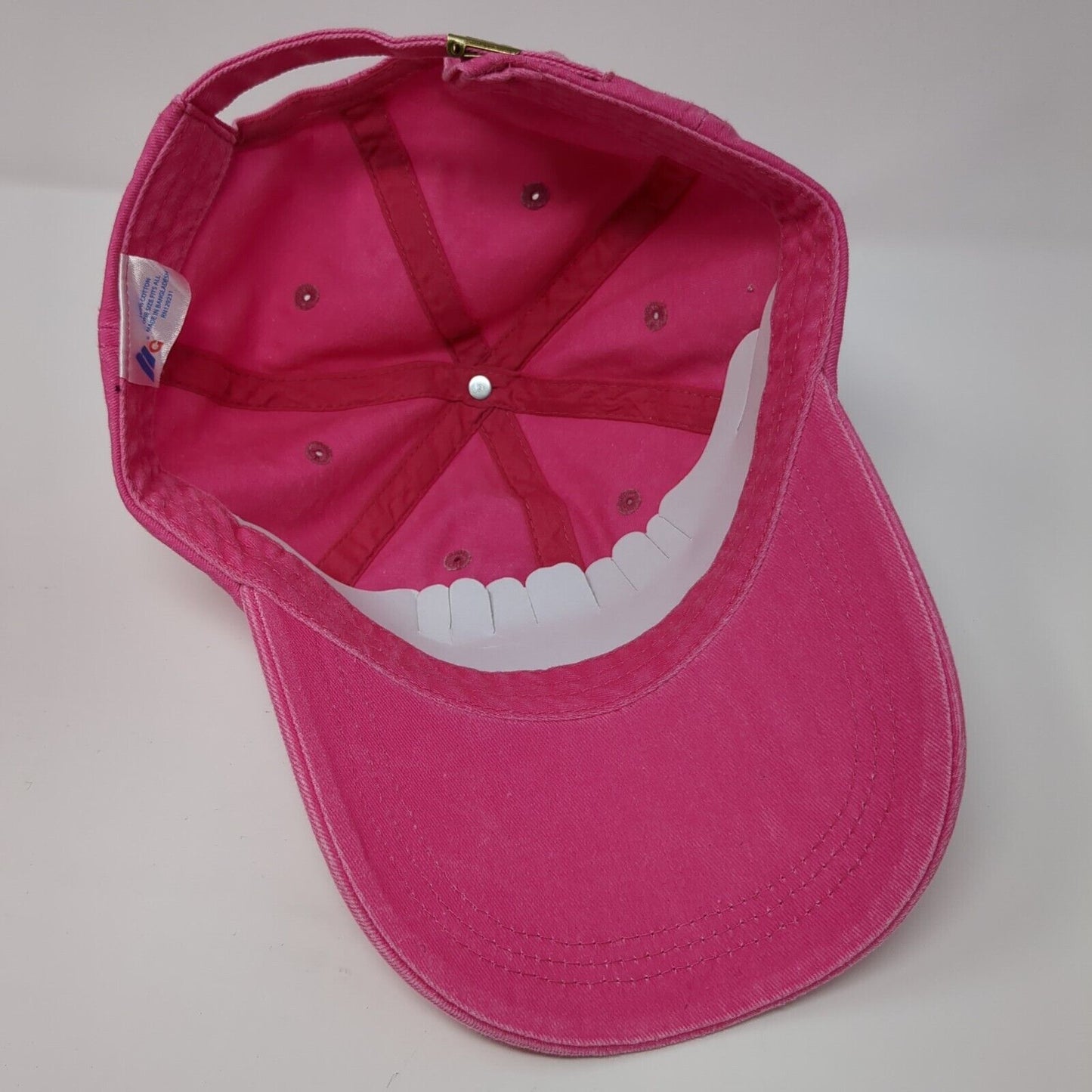 Depoe Bay Slideback Hat Pink One Size Adjustable Bling Vented Holes 6 Panel