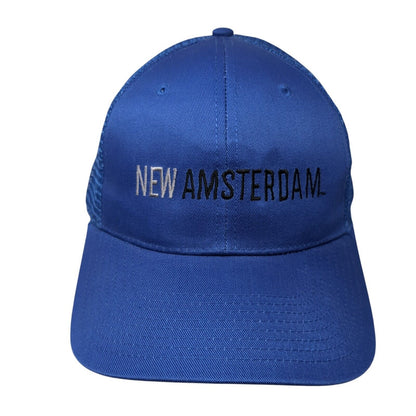 New Amsterdam Snapback Mesh Back Trucker Hat Blue One Size Mesh Back