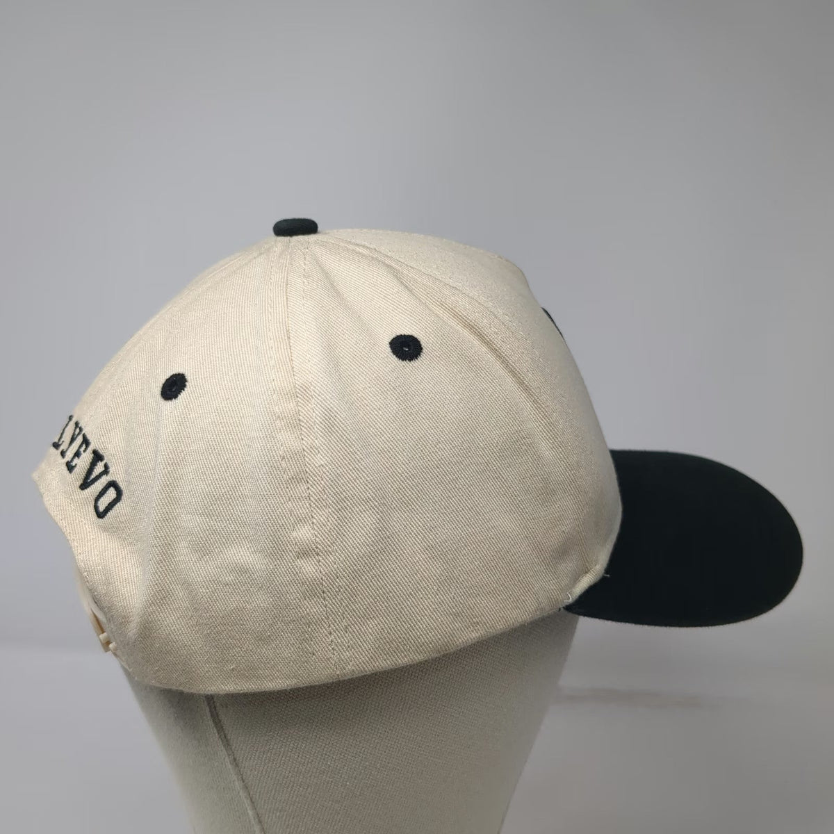 ONLYEVO 5 Panel Beige Black Hat One Size Snapback OE Embroidered Logo Visor