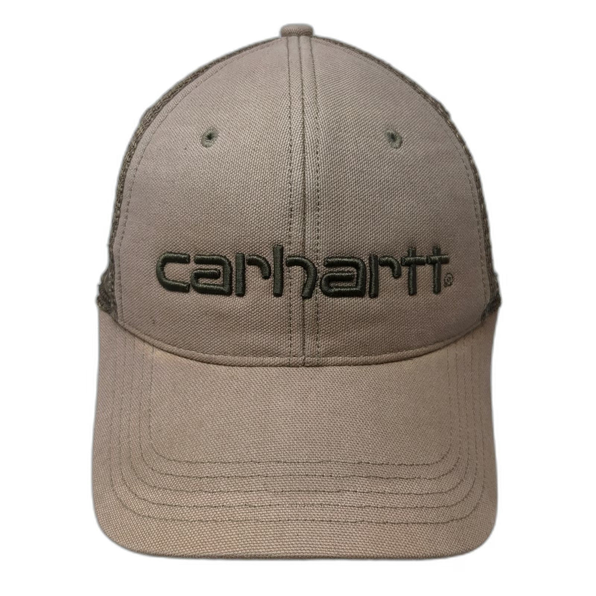 Carhartt Trucker Hat Brown One Size Mesh Back Snapback Logo Curved Brim Hat