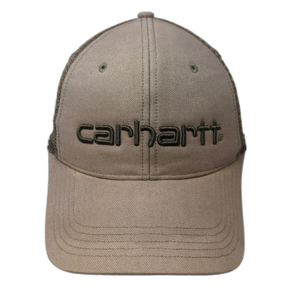 Carhartt Trucker Hat Brown One Size Mesh Back Snapback Logo Curved Brim Hat