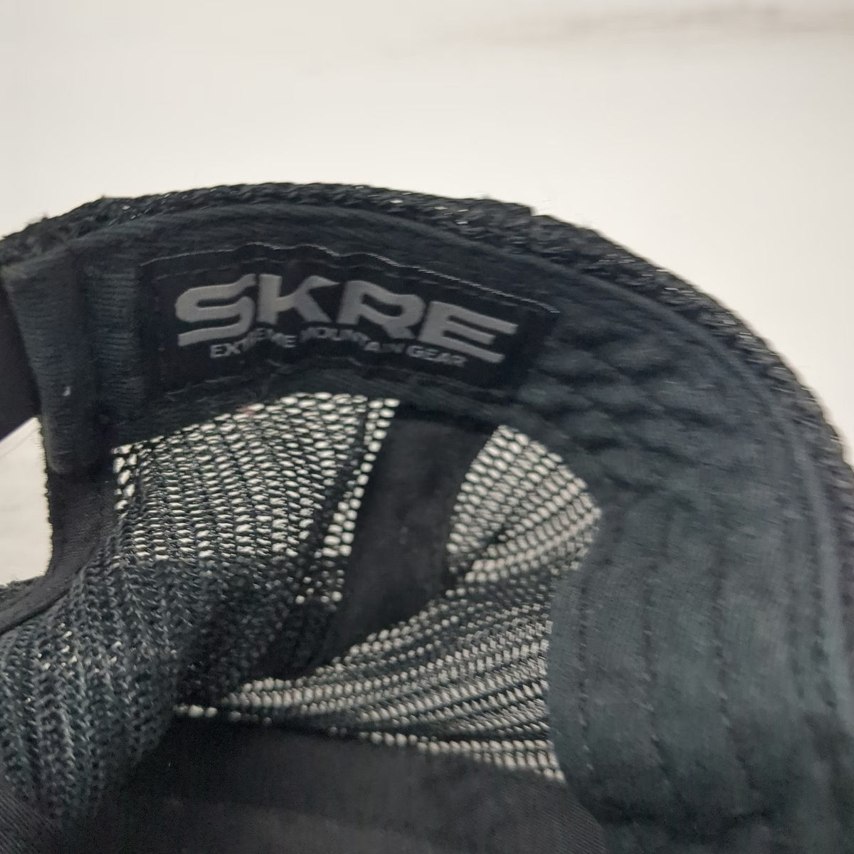 SKRE Trucker Hat Gray Black Camo One Size Mountain Gear Snapback Hunting Outdoor