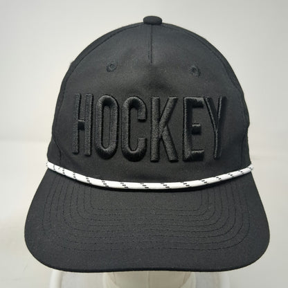 ChalkTalk Sports 5 Panel Black One Size Hockey Rope Snapback Hat 3D Embroidered