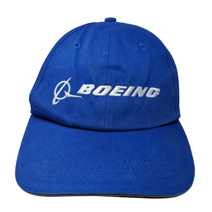 Boeing Men's Slideback Hat Blue Adjustable Embroidered Logo 100% Cotton