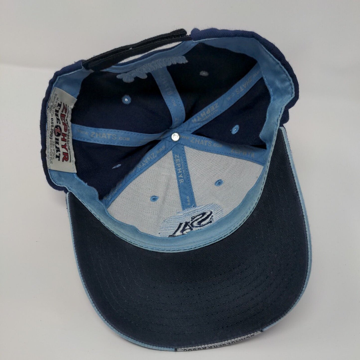 SA Schmueser Strapback Hat Blue One Size Adjustable Embroidered Zephyr Hat