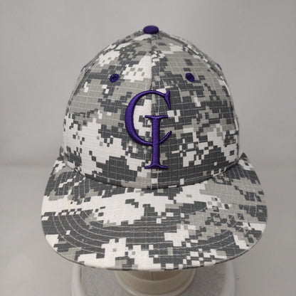 CI Fitted Hat Gray Camouflage Medium A-Flex Embroidered 6 Panel The Game Pro