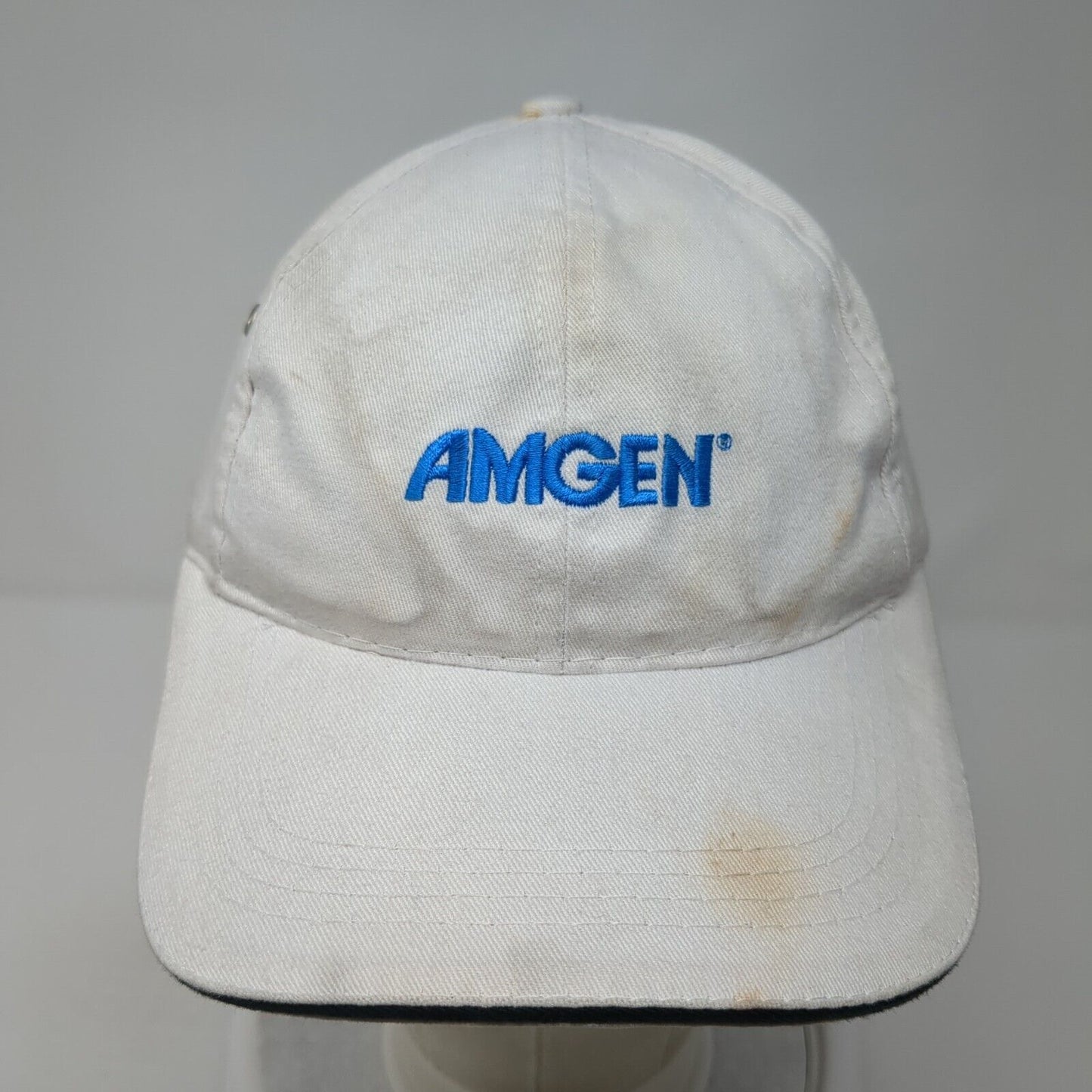 Amgen Slideback Hat White One Size Adjustable Embroidered 6 Panel AMC