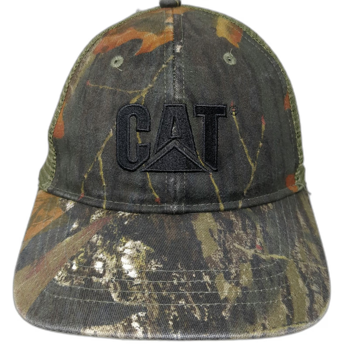CAT Trucker Hat Green One Size Camo Mesh Snapback Built Of California Workwear