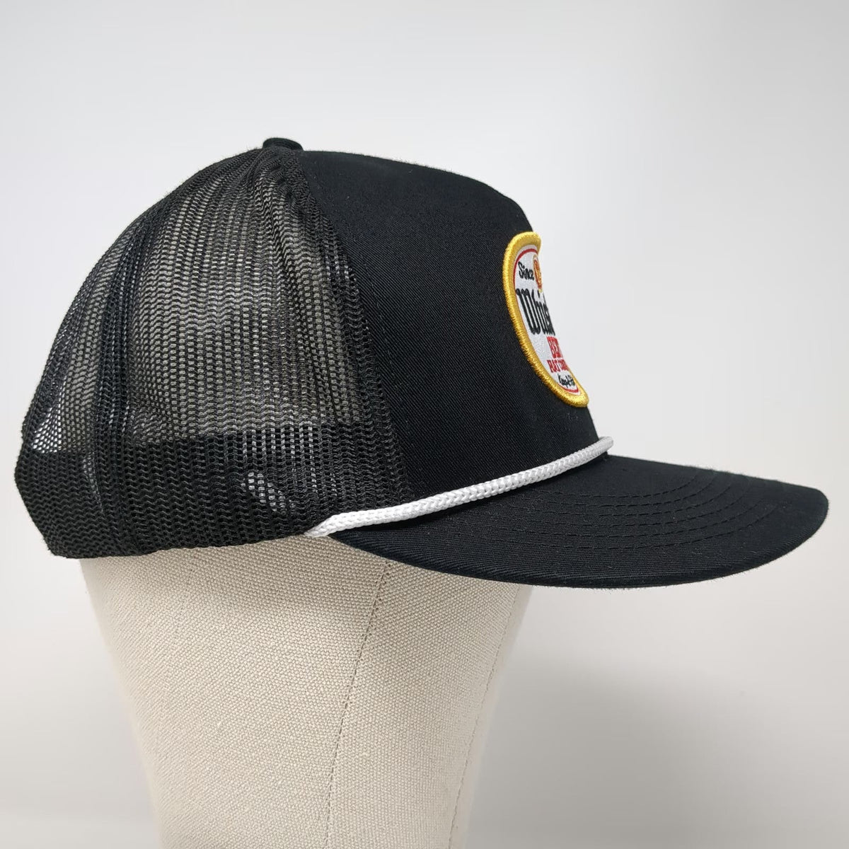 Whiskey Bent Trucker Hat Black One Size Mesh Rope Patch Snapback Old School