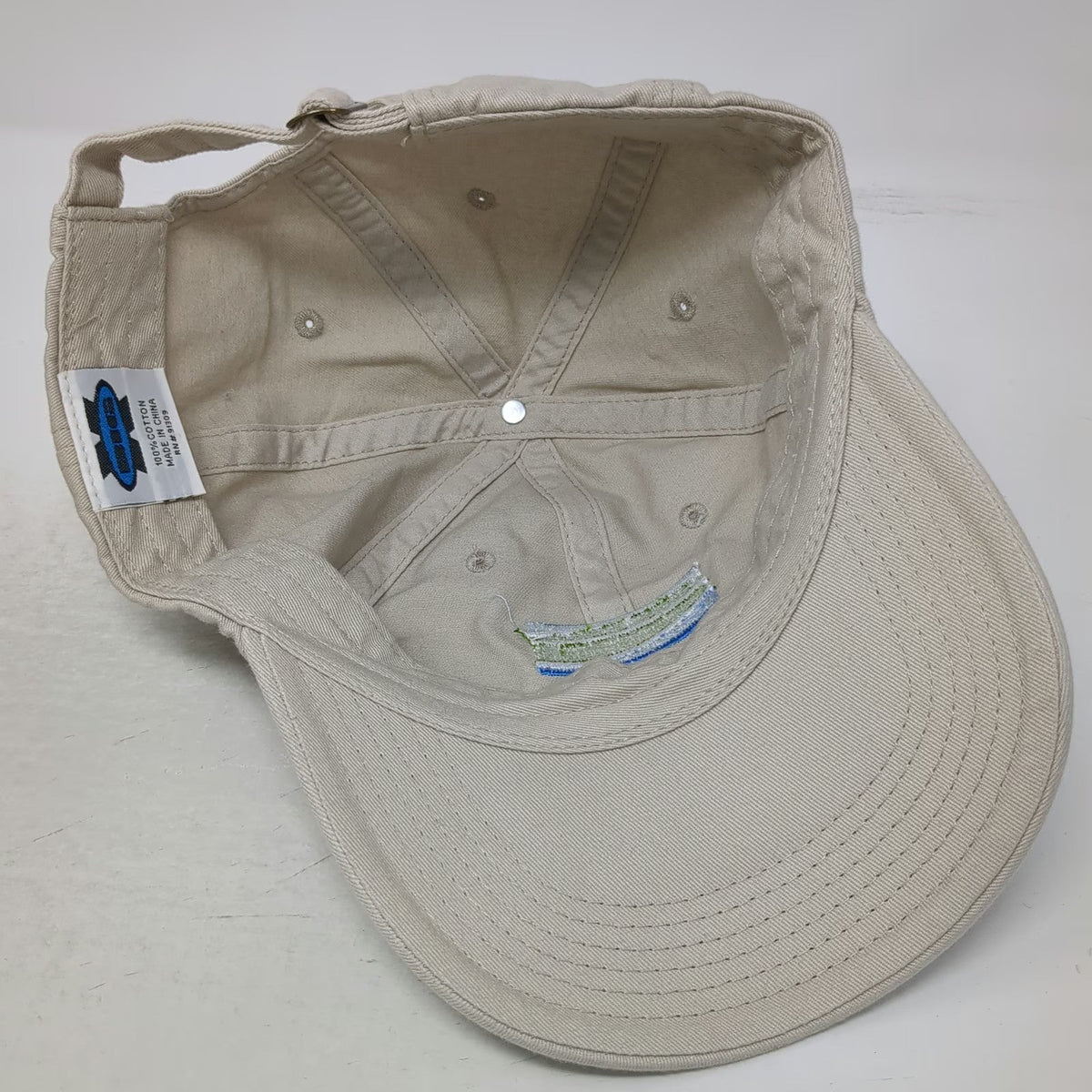 CGS Baseball Cap Beige One Size Greenbelt Embroidered Logo Slideback Cotton Hat