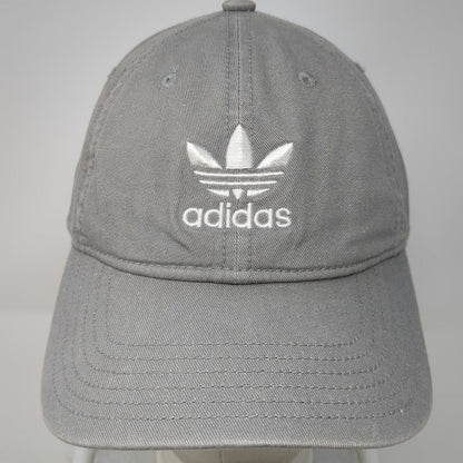 Adidas Baseball Cap Gray One Size Trefoil Logo Strapback Cotton Adjustable Hat