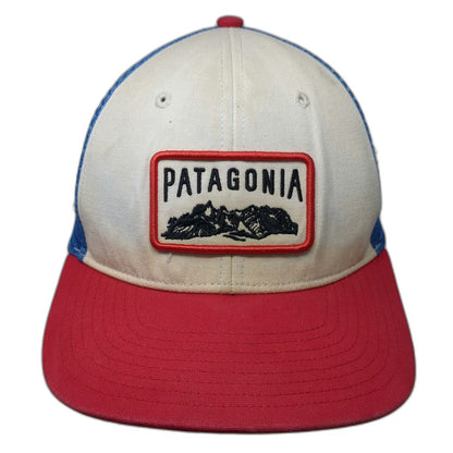 Patagonia Trucker Hat White Red Blue One Size Mesh Snapback Mountain Patch