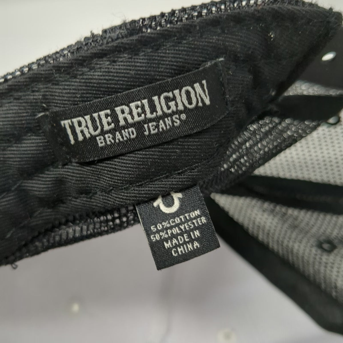 True Religion Trucker Hat White One Size Rainbow Logo Mesh Back Snapback Hat