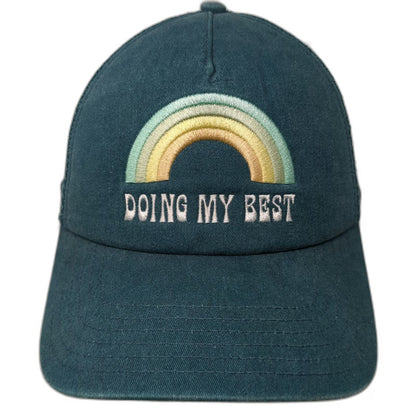 Mighty Fine Trucker Hat Blue One Size Rainbow Doing My Best Mesh Back Snapback