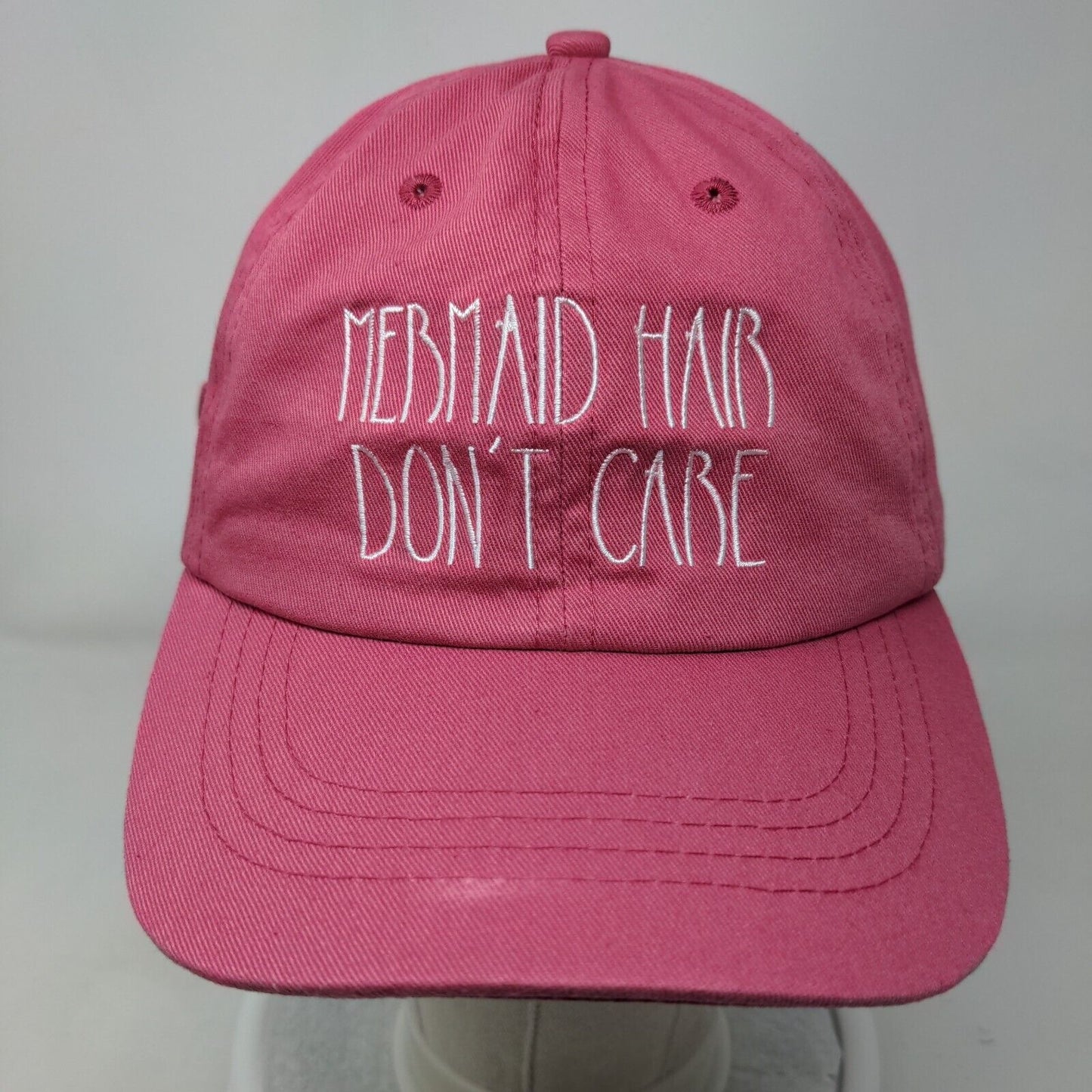 Mermaid Hair Don't Care Slideback Hat Pink One Size Embroidered 6 Panel