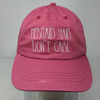 Mermaid Hair Don't Care Slideback Hat Pink One Size Embroidered 6 Panel