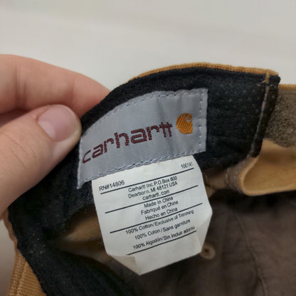 Carhartt Strapback Hat Brown OSFA Adjustable Patch Logo 6 Panel Cotton