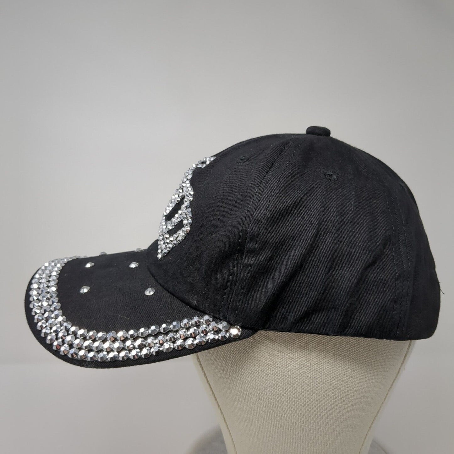 Crown Bling Rhinestone Slideback Hat Black One Size Adjustable 6 Panel